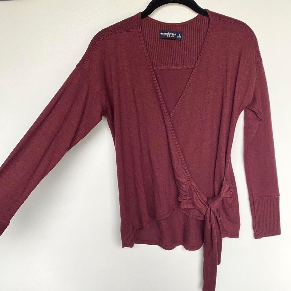 Super soft maroon wrap sweater from Abercrombie & Fitch